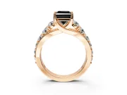 Solitaire Engagement Ring Setting for Fancy Black Princess Cut Center with Graduated Shared Prongs and Prong Head in Rose Gold