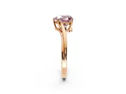Solitaire Engagement Ring Setting for Fancy Pink Heart-Shaped Center with Plain Bypass Twist Band and Prong Head in Rose Gold
