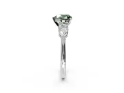 3 Stone Engagement Ring Setting for Fancy Green Heart-Shaped Center with Large Pear-Shaped Accents and Prong Head in White Gold