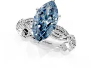 Solitaire Engagement Ring Setting for Fancy Blue Marquise Center with Marquise Panel Band and Prong Head in Sterling Silver