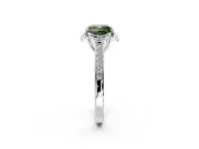 Floral Engagement Ring Setting for Fancy Green Cushion Cut Center with Four Accent Clusters and Prong Head in Platinum