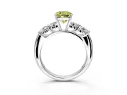 5 Stone Engagement Ring Setting for Fancy Yellow Cushion Cut Center with Graduated Accents and Prong Head in Platinum