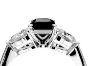 3 Stone Engagement Ring Setting for Fancy Black Emerald Cut Center with Large Pear-Shaped Accents and Prong Head in Platinum