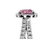 Halo Engagement Ring Setting for Fancy Pink Cushion Cut Center with Double Pave Split Shank and Prong Head in Sterling Silver