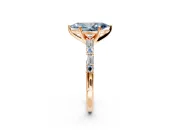 Baguette Engagement Ring Setting for Fancy Blue Marquise Center with Alternating Bar-Set Band and Prong Head in Rose Gold