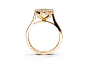 Single Halo Engagement Ring Setting for Fancy Yellow Pear-Shaped Center with Corner Claws, Plain Band and Prong Head in Rose Gold