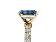 Open Basket Engagement Ring Setting for Fancy Blue Emerald Cut Center with Pave Band and Prong Head in Yellow Gold