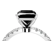 Open Basket Engagement Ring Setting for Fancy Black Princess Cut Center with Pave Band and Prong Head in Sterling Silver
