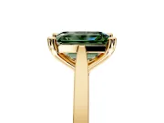 Solitaire Engagement Ring Setting for Fancy Green Emerald Cut Center with Tapered Shoulders and Prong Head in Yellow Gold