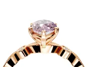 Solitaire Engagement Ring Setting for Fancy Pink Marquise Center with Milgrain Bezel Accents and Prong Head in Rose Gold