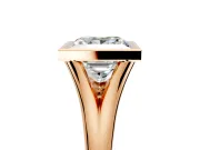 Solitaire Engagement Ring Setting for Princess Cut Center with V Split Shank and Bezel Head in Rose Gold