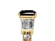 Channel-Set Engagement Ring Setting for Fancy Black Asscher Cut Center with Baguette Band and Prong Head in Yellow Gold