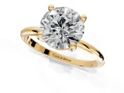 Minimalist Solitaire Engagement Ring Setting for Round Cut Center with Thin Band and Prong Head in Yellow Gold