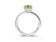 Solitaire Engagement Ring Setting for Fancy Yellow Round Cut Center with Large Accents and Prong Head in Platinum