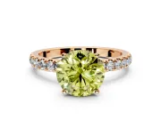 Open Basket Engagement Ring Setting for Fancy Yellow Round Cut Center with Pave Band and Prong Head in Rose Gold