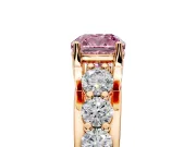 Solitaire Engagement Ring Setting for Fancy Pink Cushion Cut Center with Graduated Shared Prongs and Prong Head in Rose Gold