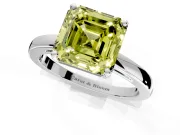 Solitaire Engagement Ring Setting for Fancy Yellow Asscher Cut Center with Basket Rail and Prong Head in Sterling Silver