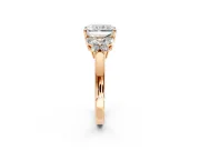 Solitaire Engagement Ring Setting for Radiant Cut Center with Marquise Flower Shoulders and Prong Head in Rose Gold