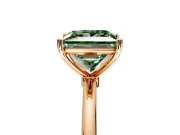 Solitaire Engagement Ring Setting for Fancy Green Princess Cut Center with Straight Thin Band and Prong Head in Rose Gold