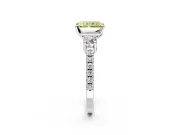 3 Stone Engagement Ring Setting for Fancy Yellow Radiant Cut Center with Round Cut Side Accents and Prong Head in White Gold