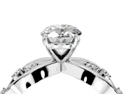 Solitaire Engagement Ring Setting for Oval Center with Criss-Cross Accent Band and Prong Head in Sterling Silver