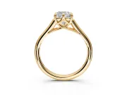 Solitaire Engagement Ring Setting for Cushion Cut Center with Cathedral Band and Prong Head in Yellow Gold