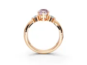 Solitaire Engagement Ring Setting for Fancy Pink Marquise Center with Grooved Bar Accent Band and Prong Head in Rose Gold
