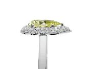 Halo Engagement Ring Setting for Fancy Yellow Pear-Shaped Center with Plain Tapered Band and Prong Head in Platinum