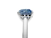 Solitaire Engagement Ring Setting for Fancy Blue Cushion Cut Center with Flat-Sided Plain Band and Prong Head in Platinum