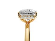 Solitaire Engagement Ring Setting for Radiant Cut Center with Plain Band, Open Basket and Prong Head in Yellow Gold