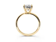 Minimalist Solitaire Engagement Ring Setting for Radiant Cut Center with Thin Band and Prong Head in Yellow Gold