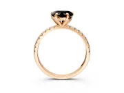 Solitaire Engagement Ring Setting for Fancy Black Heart-Shaped Center with Fine Pave Narrow Band and Prong Head in Rose Gold