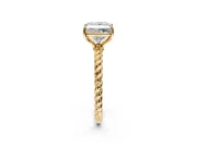 Solitaire Engagement Ring Setting for Princess Cut Center with Plain Twisted Rope Band and Prong Head in Yellow Gold