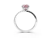 Solitaire Engagement Ring Setting for Fancy Pink Oval Center with Fine Pave Narrow Band and Prong Head in Platinum