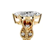 Leaf Engagement Ring Setting for Marquise Center with Milgrain Accent Band and Prong Head in Yellow Gold