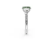 Solitaire Engagement Ring Setting for Fancy Green Radiant Cut Center with Trailing Leaf Accent Band and Prong Head in Platinum