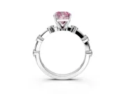 Solitaire Engagement Ring Setting for Fancy Pink Cushion Cut Center with Bezel Station Band and Prong Head in Platinum