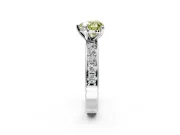 Solitaire Engagement Ring Setting for Fancy Yellow Heart-Shaped Center with Channel-Set Accents and Prong Head in White Gold