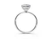 Solitaire Engagement Ring Setting for Princess Cut Center with Straight Thin Band and Prong Head in White Gold