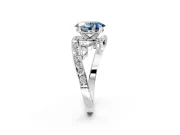 Solitaire Engagement Ring Setting for Fancy Blue Oval Center with Pave Bypass Twist Band and Prong Head in Sterling Silver