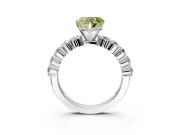 Shared-Prong Engagement Ring Setting for Fancy Yellow Heart-Shaped Center with Graduated Accents and Prong Head in Platinum