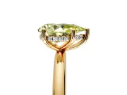 Hidden Halo Engagement Ring Setting for Fancy Yellow Pear-Shaped Center with Thin Round-Wire Band and Prong Head in Yellow Gold