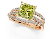 Solitaire Engagement Ring Setting for Fancy Yellow Princess Cut Center with Woven 3-Strand Pave Band and Prong Head in Rose Gold