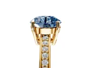 Solitaire Engagement Ring Setting for Fancy Blue Round Cut Center with Channel-Set Accent Band and Prong Head in Yellow Gold