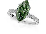 Solitaire Engagement Ring Setting for Fancy Green Marquise Center with Large Accents and Prong Head in Platinum