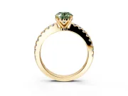 Solitaire Engagement Ring Setting for Fancy Green Oval Center with Single Row Accent Band and Prong Head in Yellow Gold