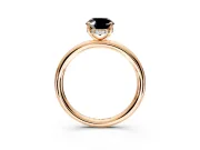 Hidden Halo Engagement Ring Setting for Fancy Black Oval Center with Thin Rounded Band and Prong Head in Rose Gold