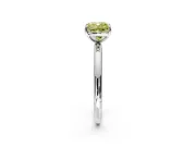 Low-Set Solitaire Engagement Ring Setting for Fancy Yellow Cushion Cut Center with Thin Plain Band and Prong Head in Sterling Silver