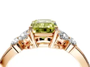 Solitaire Engagement Ring Setting for Fancy Yellow Emerald Cut Center with Marquise Flower Shoulders and Prong Head in Rose Gold