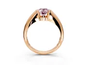 Tension Engagement Ring Setting for Fancy Pink Oval Center with Wide Tapered Band and Tension Head in Rose Gold